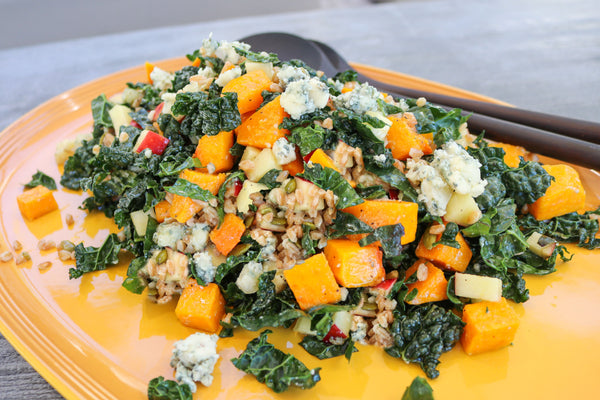 Fall Farro Salad with butternut squash and fennel blue