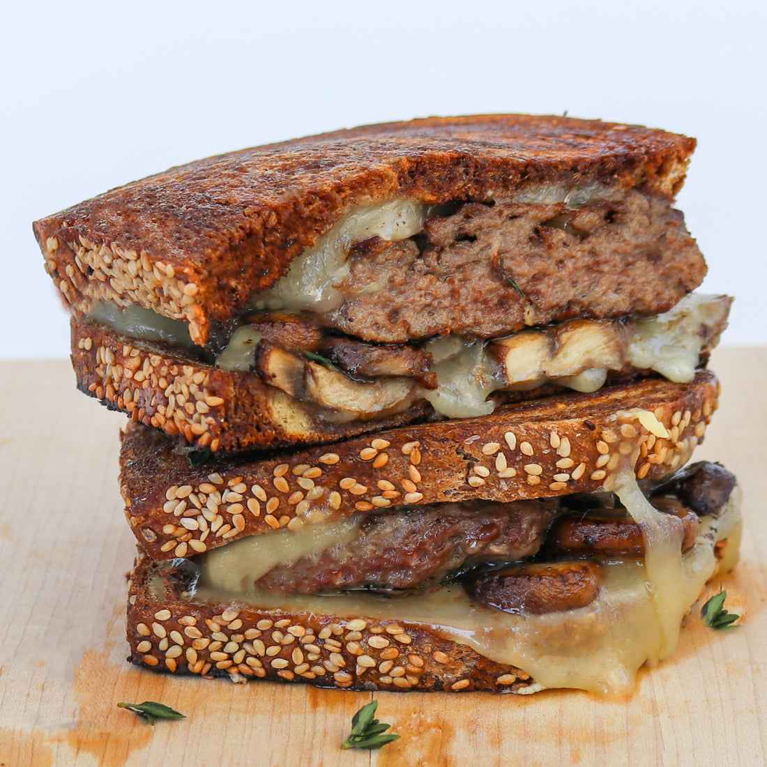 Mushroom and TomaTruffle Patty Melts