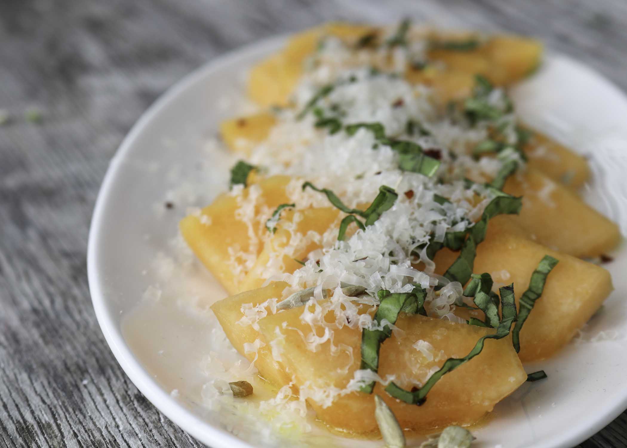 Cantaloupe & Aged Gouda Salad Point Reyes Farmstead Cheese Company