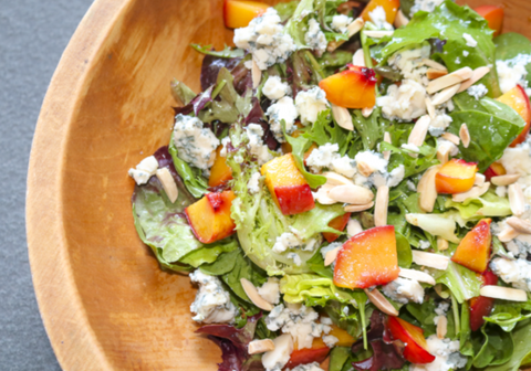 Roasted Nectarine Salad with Toasted Almonds and Bay Blue