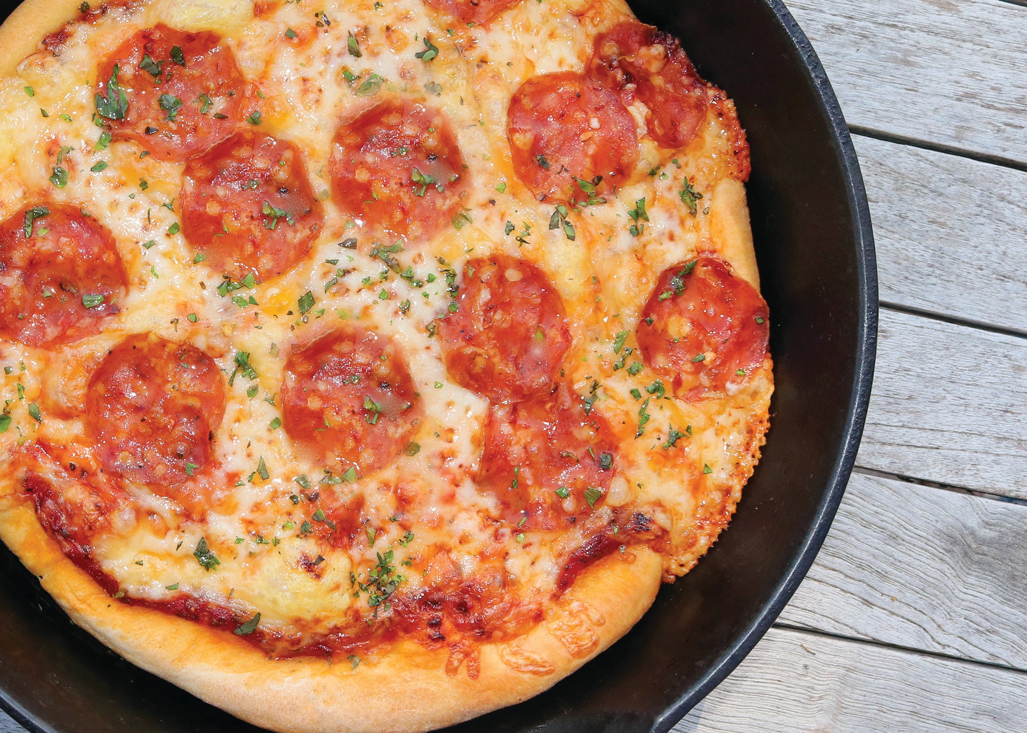 Cast Iron Skillet Pepperoni Pizza — Let's Dish Recipes