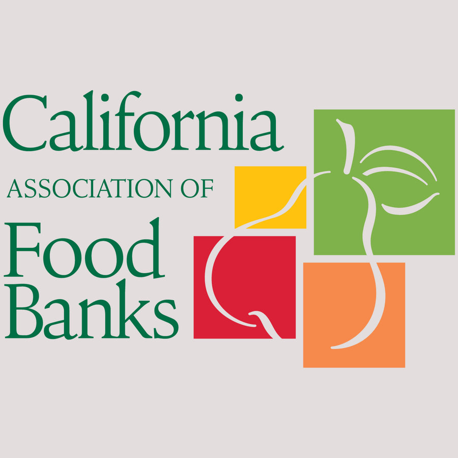California association of food banks logo on a grey background