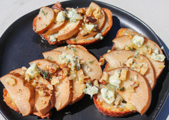 Roasted Pear and Bay Blue Toasts