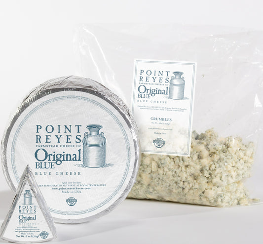 original blue cheese wheel and crumbles