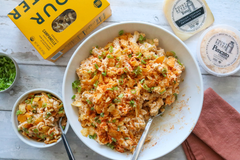 Pimento pasta salad in a bowl