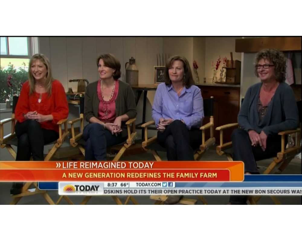 Jill, Lynn, Diana, and Karen Giacomini being filmed for Jane Pauley's NBC Today Show