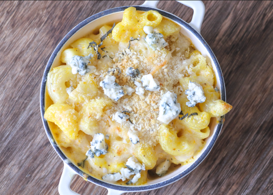 Butternut Squash Mac & Cheese with Bay Blue 