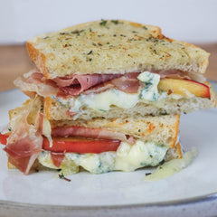 Sauteed Apple, Prosciutto and Original Blue Grilled Cheese