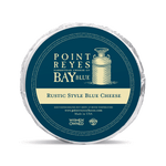 Point Reyes Bay Blue rustic style blue cheese packaging on a white background