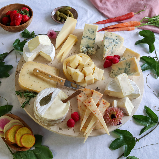 Bob's Big Cheese pack prepared on a round board