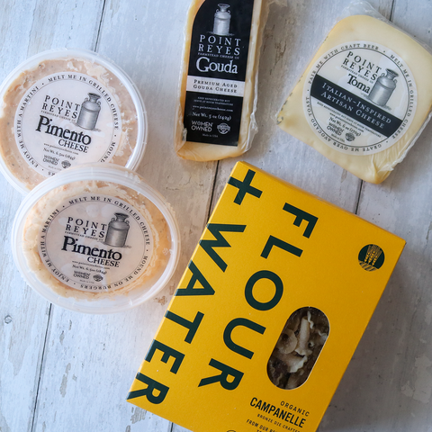 Product: Flour+Water pasta box with point reyes cheese wedges