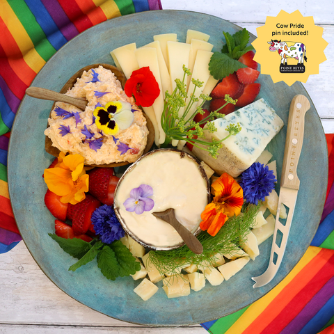 Product: cheese cares gift pack on board with rainbows