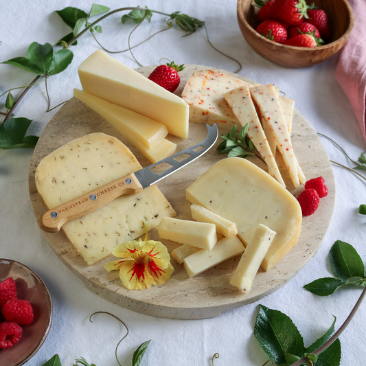 toma with attitude cheese pack prepared on a board